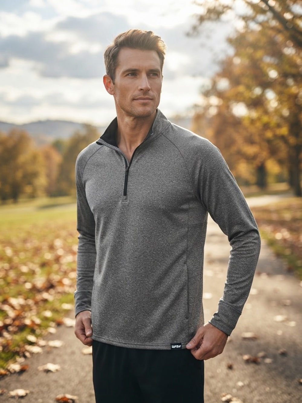 WSI Sports Men's Gray 1/4 Zip Athletic Pullover - Size Large (Made in USA)